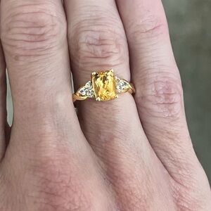 New with tags, Genuine Citrine ring, 14K gold over silver, size 7